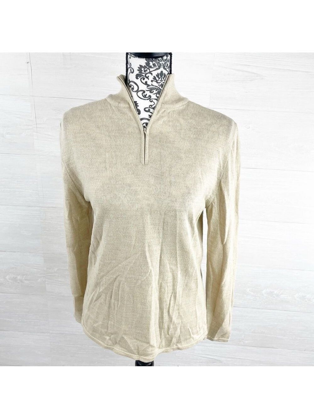 Akris Wool 1/4 Zipper Pullover Lightweight Turtleneck Sweater